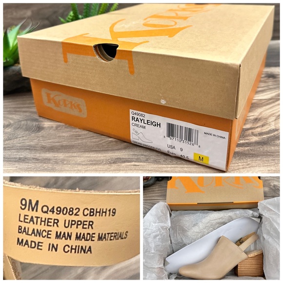 NIB Korks Kork Ease Rayleigh Slingback Block Heel Clogs Mules Cream Leather - Picture 15 of 16